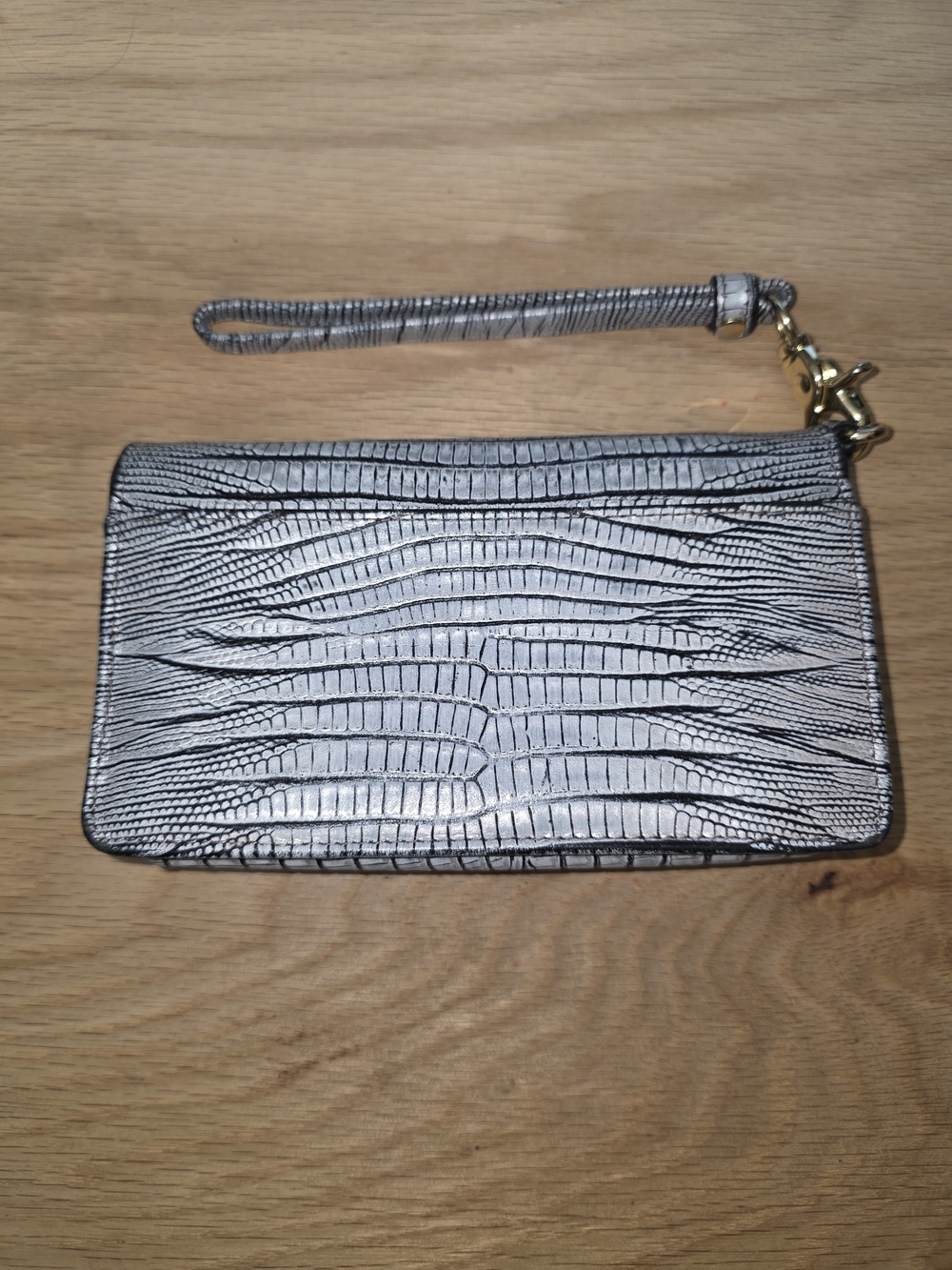 Brahmin Silver-Gray Embossed Wristlet Clutch - Picture 2 of 5